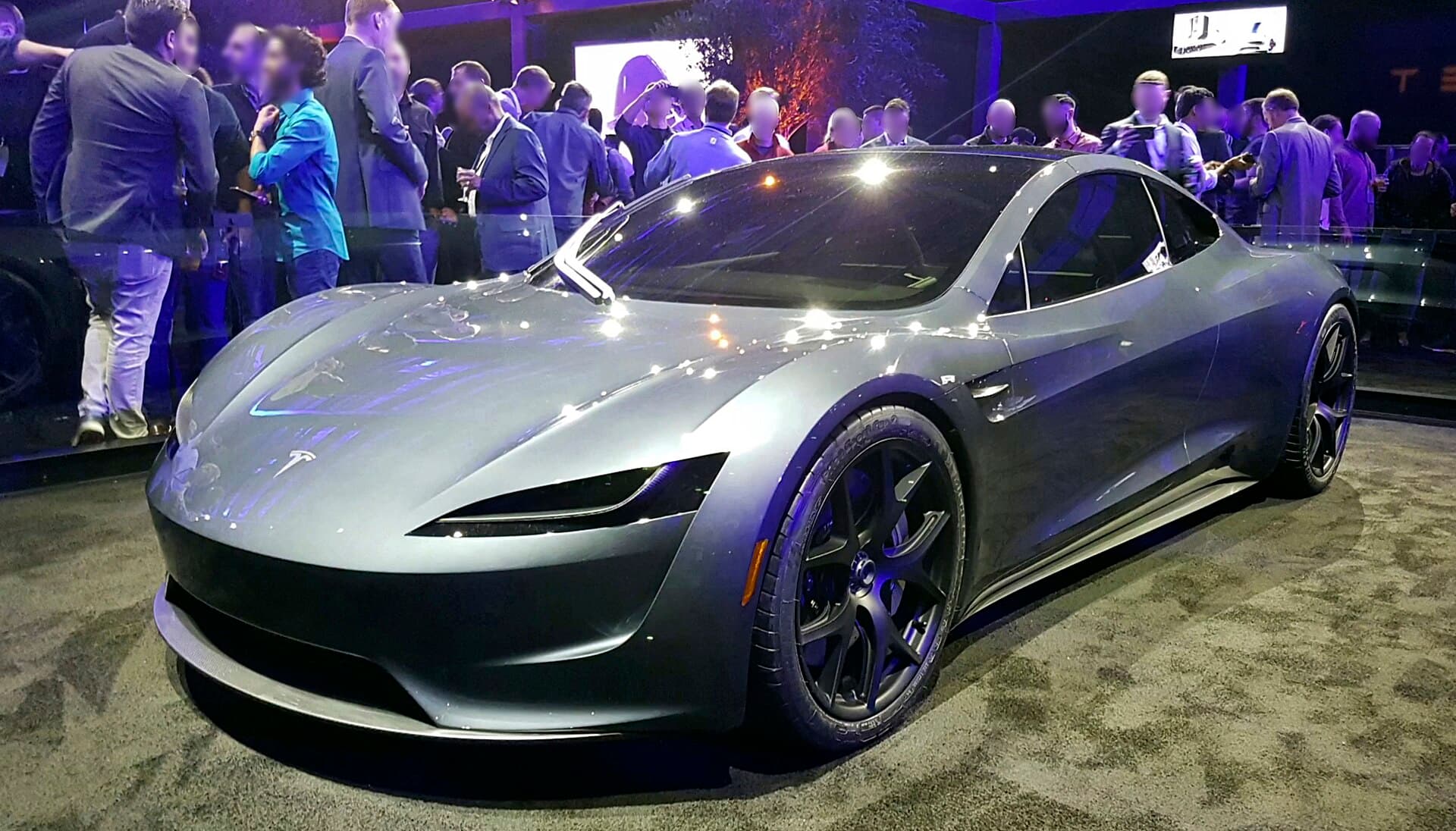 Next-generation Tesla Roadster prototype at an event