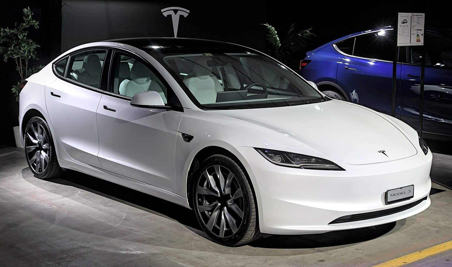 Refreshed Tesla Model 3 with narrow headlights